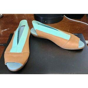 Cloud Caliber Slingback Soft Leather Sandals Brown Mint Green Size 39 / US 8